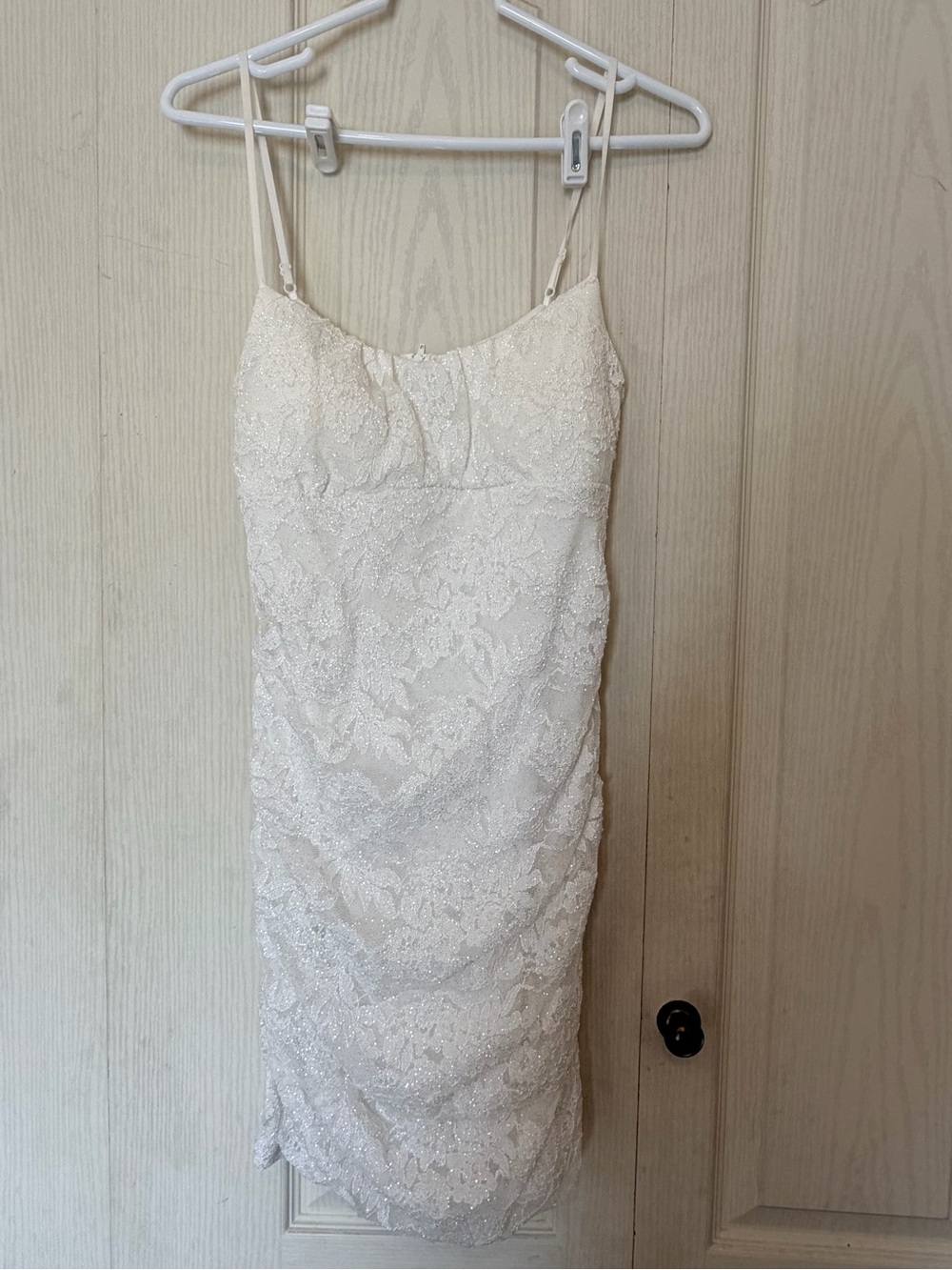 Honey and Rosie White Lace Mini Dress with Spaghetti Straps
